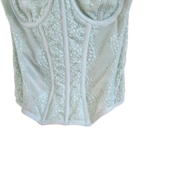 Y2K Out From Under Spaghetti Adjustable Strap Corset Top Mint Green Size Small - Picture 3 of 8